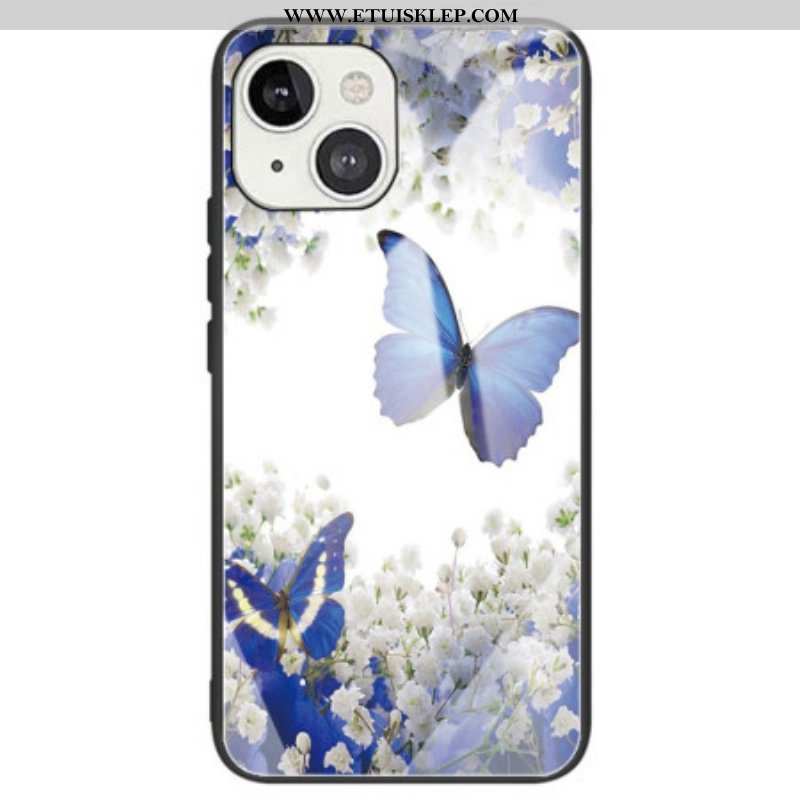 Etui do iPhone 14 Szkło Hartowane W Niebieskie Motyle